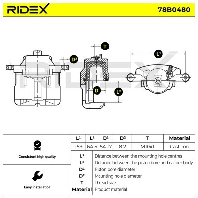 Brake Caliper RIDEX 78B0480 78B0480 - photo 5
