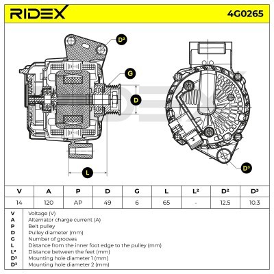 Alternator RIDEX 4G0265 4G0265 - photo 6