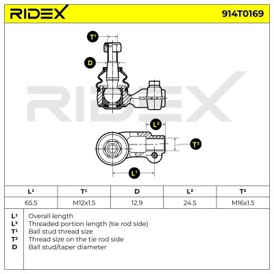 Tie Rod End RIDEX 914T0169 914T0169 - photo 5