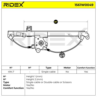 Window Regulator RIDEX 1561W0049 1561W0049 - photo 7