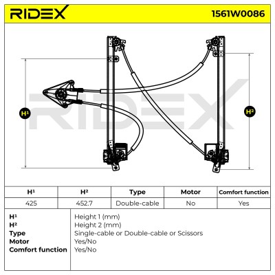 Window Regulator RIDEX 1561W0086 1561W0086 - photo 6