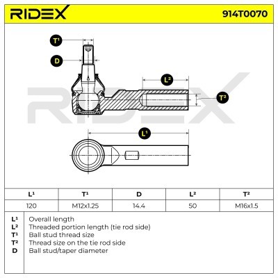 Tie Rod End RIDEX 914T0070 914T0070 - photo 6