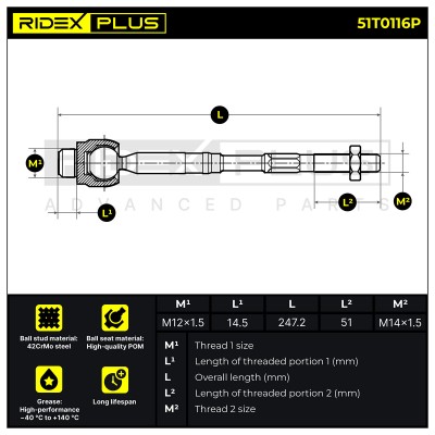 Tie Rod Assembly RIDEX 51T0116P 51T0116P - photo 6