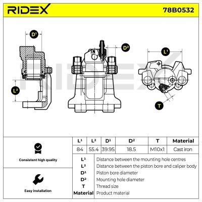 Brake Caliper RIDEX 78B0532 78B0532 - photo 6