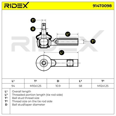 Tie Rod End RIDEX 914T0098 914T0098 - photo 4