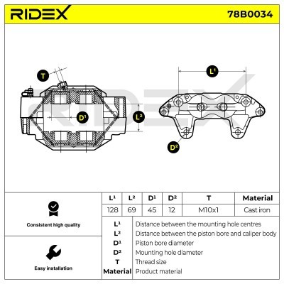 Brake Caliper RIDEX 78B0034 78B0034 - photo 3