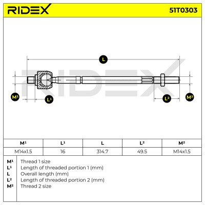Tie Rod Assembly RIDEX 51T0303 51T0303 - photo 6