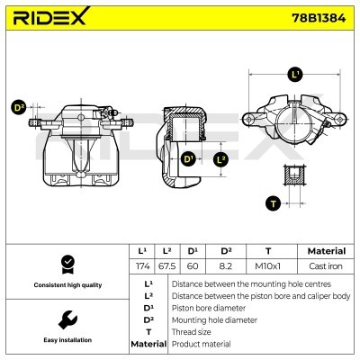 Brake Caliper RIDEX 78B1384 78B1384 - photo 7