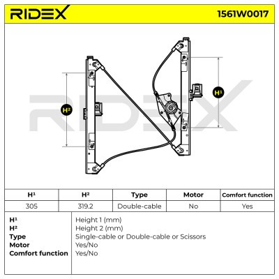 Window Regulator RIDEX 1561W0017 1561W0017 - photo 7