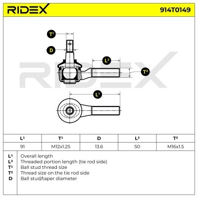 Tie Rod End RIDEX 914T0149 914T0149 - photo 5