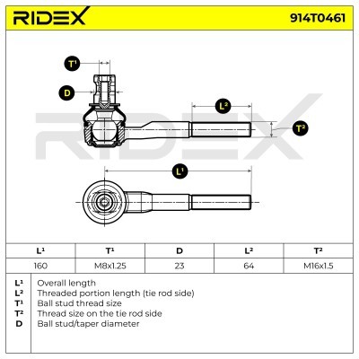 Tie Rod End RIDEX 914T0461 914T0461 - photo 6