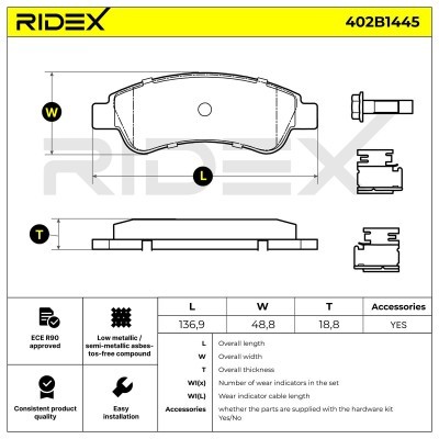 Brake Pads Set RIDEX 402B1445 402B1445 - photo 6