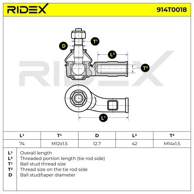 Tie Rod End RIDEX 914T0018 914T0018 - photo 6