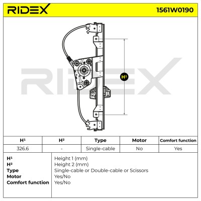 Window Regulator RIDEX 1561W0190 1561W0190 - photo 6