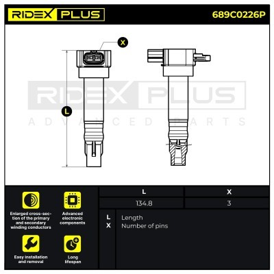 Ignition Coil RIDEX 689C0226P 689C0226P - photo 3