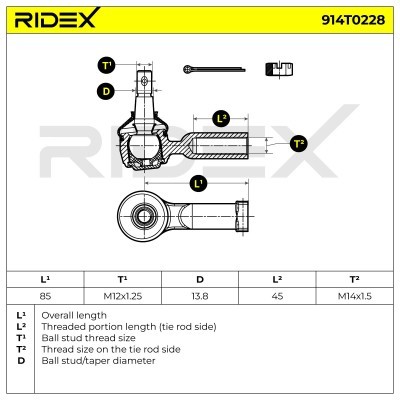 Tie Rod End RIDEX 914T0228 914T0228 - photo 5