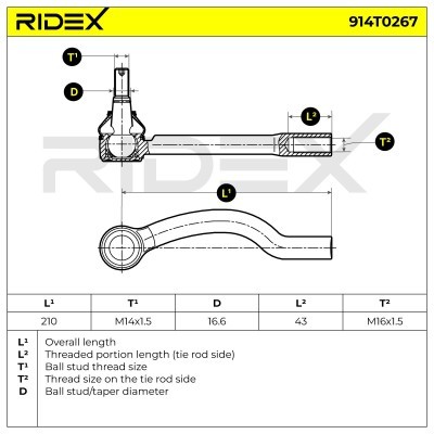 Tie Rod End RIDEX 914T0267 914T0267 - photo 6