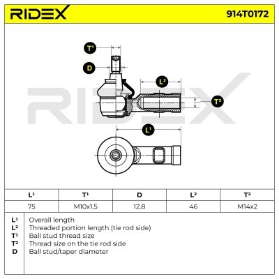 Tie Rod End RIDEX 914T0172 914T0172 - photo 5