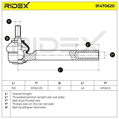 Tie Rod End RIDEX 914T0620 914T0620 - photo 10