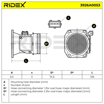 Air Mass Sensor RIDEX 3926A0053 3926A0053 - photo 6
