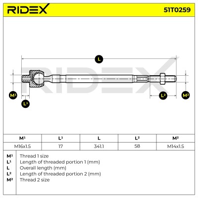 Tie Rod Assembly RIDEX 51T0259 51T0259 - photo 5