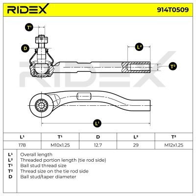 Tie Rod End RIDEX 914T0509 914T0509 - photo 6