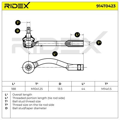 Tie Rod End RIDEX 914T0423 914T0423 - photo 5