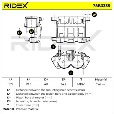Brake Caliper RIDEX 78B3335 78B3335 - photo 7