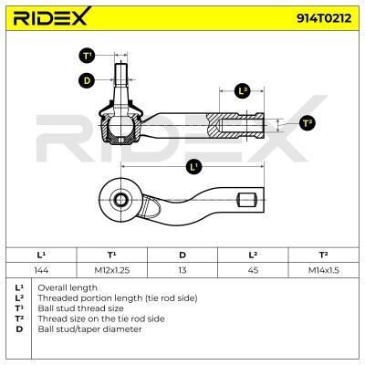 Tie Rod End RIDEX 914T0212 914T0212 - photo 5