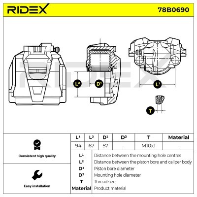 Brake Caliper RIDEX 78B0690 78B0690 - photo 6