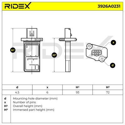 Air Mass Sensor RIDEX 3926A0231 3926A0231 - photo 5
