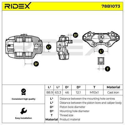 Brake Caliper RIDEX 78B1073 78B1073 - photo 6