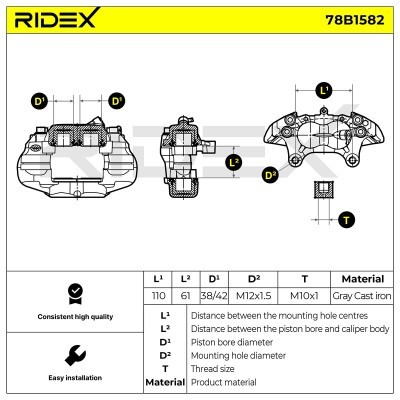 Brake Caliper RIDEX 78B1582 78B1582 - photo 6