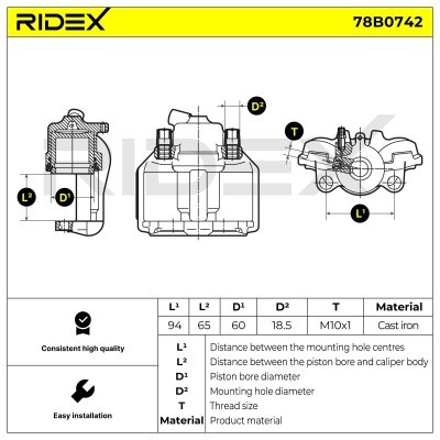 Brake Caliper RIDEX 78B0742 78B0742 - photo 6