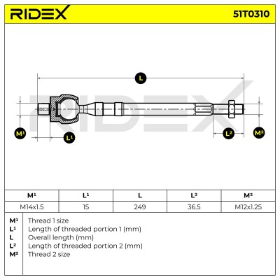 Tie Rod Assembly RIDEX 51T0310 51T0310 - photo 5