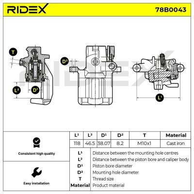 Brake Caliper RIDEX 78B0043 78B0043 - photo 4