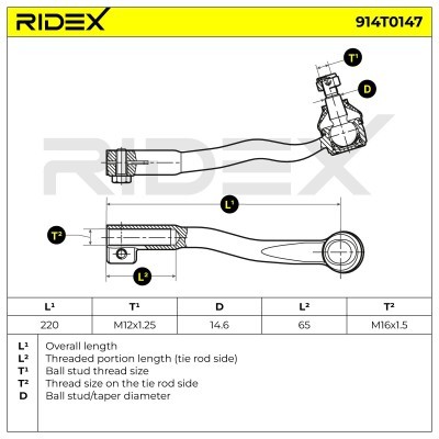 Tie Rod End RIDEX 914T0147 914T0147 - photo 3