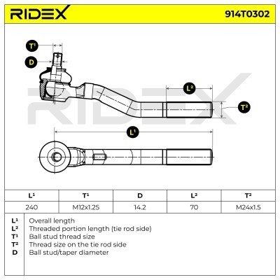 Tie Rod End RIDEX 914T0302 914T0302 - photo 6