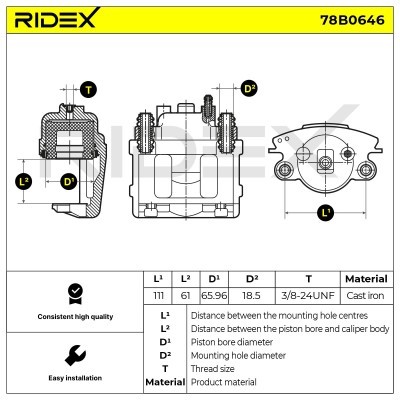 Brake Caliper RIDEX 78B0646 78B0646 - photo 6
