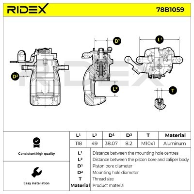 Brake Caliper RIDEX 78B1059 78B1059 - photo 6