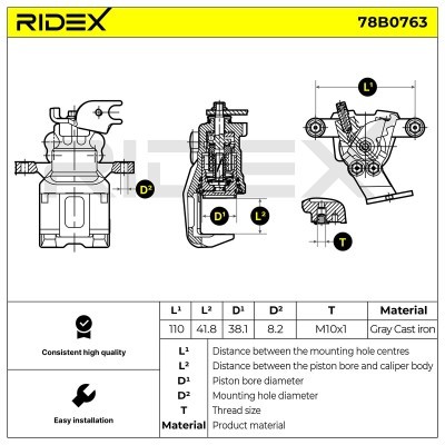 Brake Caliper RIDEX 78B0763 78B0763 - photo 7