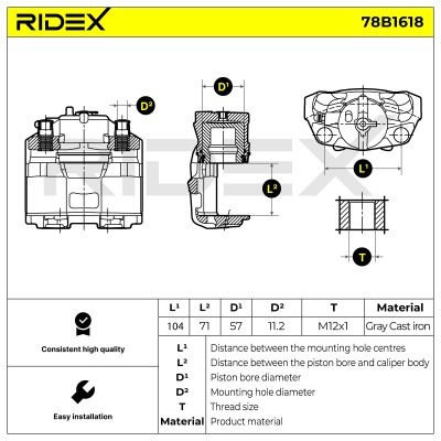 Brake Caliper RIDEX 78B1618 78B1618 - photo 8