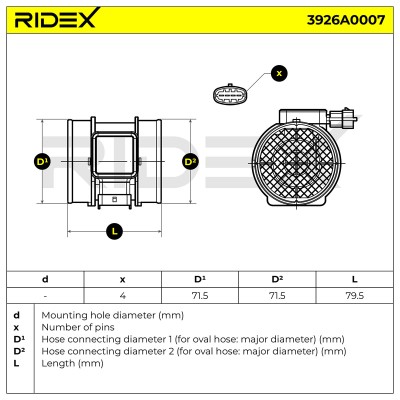 Air Mass Sensor RIDEX 3926A0007 3926A0007 - photo 7