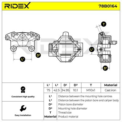 Brake Caliper RIDEX 78B0164 78B0164 - photo 6