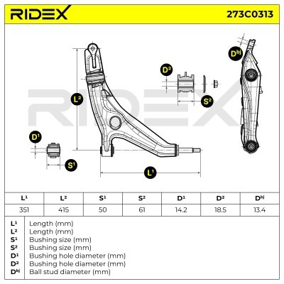 Control Arm RIDEX 273C0313 273C0313 - photo 4