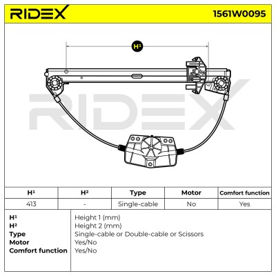 Window Regulator RIDEX 1561W0095 1561W0095 - photo 5
