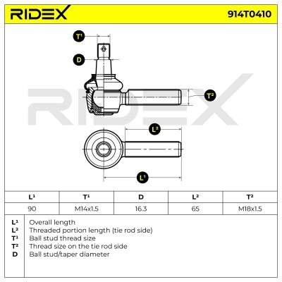 Tie Rod End RIDEX 914T0410 914T0410 - photo 6