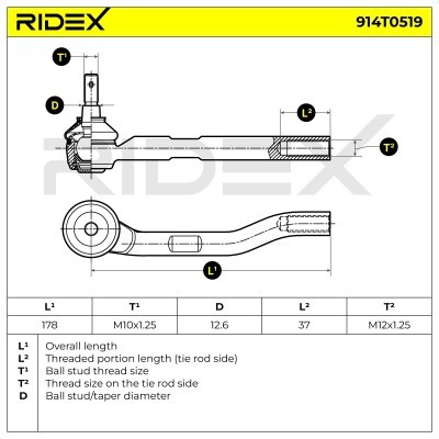Tie Rod End RIDEX 914T0519 914T0519 - photo 7