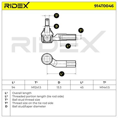 Tie Rod End RIDEX 914T0046 914T0046 - photo 6
