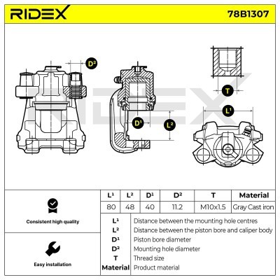 Brake Caliper RIDEX 78B1307 78B1307 - photo 5